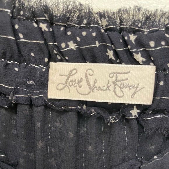 LoveShackFancy tiered ruffle navy mini skirt with star print sz L - Picture 2 of 2